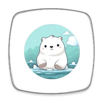 mignon petit ours polaire - Magnet carré - blanc - Devant
