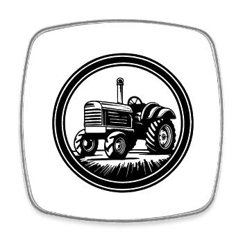 Traktor - Viereckiger Kühlschrankmagnet - Weiß - Vorne