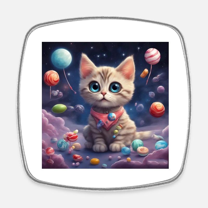Chat Chat Chat - Magnet carré - blanc