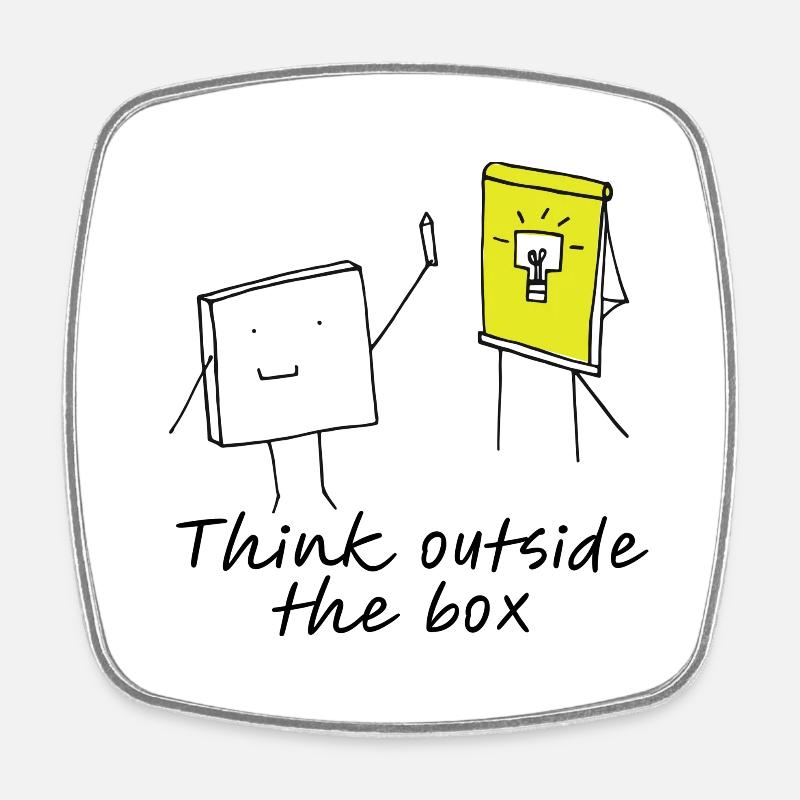 Think outside the box - Square fridge magnet - white