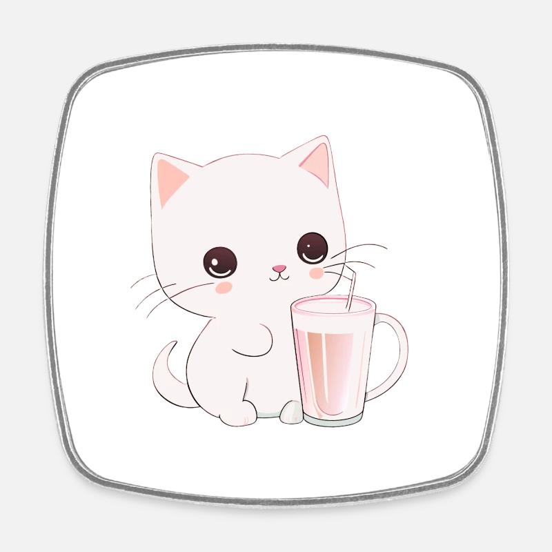 Cat - Square fridge magnet - white