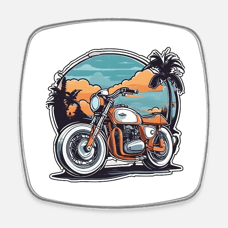 Sunset Cruise - Square fridge magnet - white