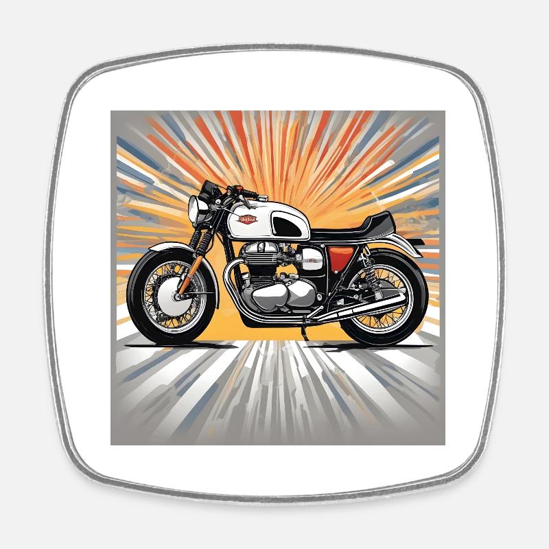 Sunburst Classic Motorcycle - Square fridge magnet - white