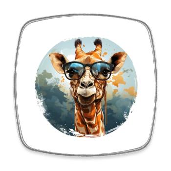 Girafe hipster animale avec des lunettes de soleil drôle - Magnet carré - blanc - Devant