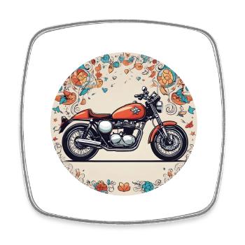Retro Reverie: Iconic British Motorcycle - Square fridge magnet - white - Front