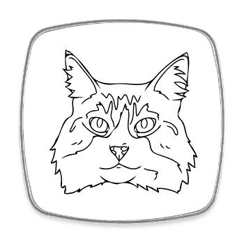 Katze - Viereckiger Kühlschrankmagnet - Weiß - Vorne