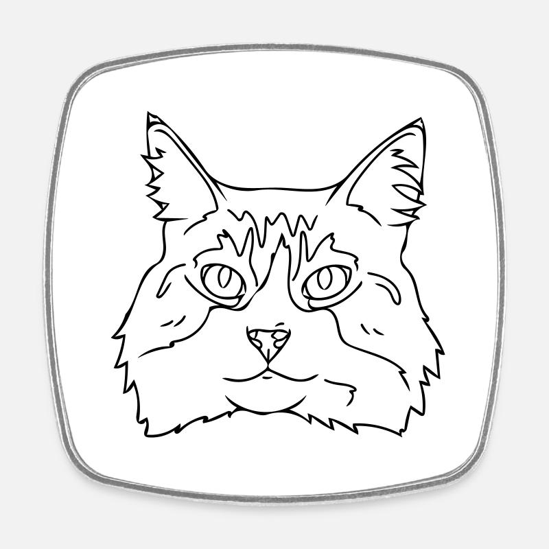 Katze - Viereckiger Kühlschrankmagnet - Weiß