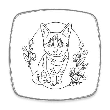 couronne de fleurs de chat - Magnet carré - blanc - Devant