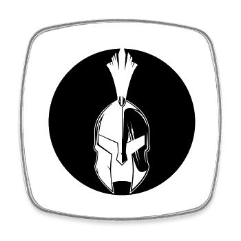 Casque Sparta - Magnet carré - blanc - Devant