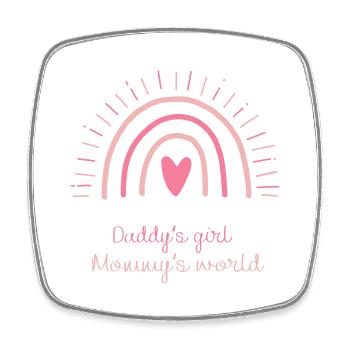 Daddy's girl, Mommy's world Rainbow - Square fridge magnet - white - Front