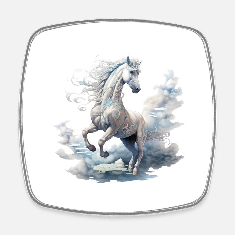Le cheval blanc - Magnet carré - blanc