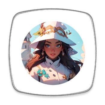 Princess 4 - Viereckiger Kühlschrankmagnet - Weiß - Vorne