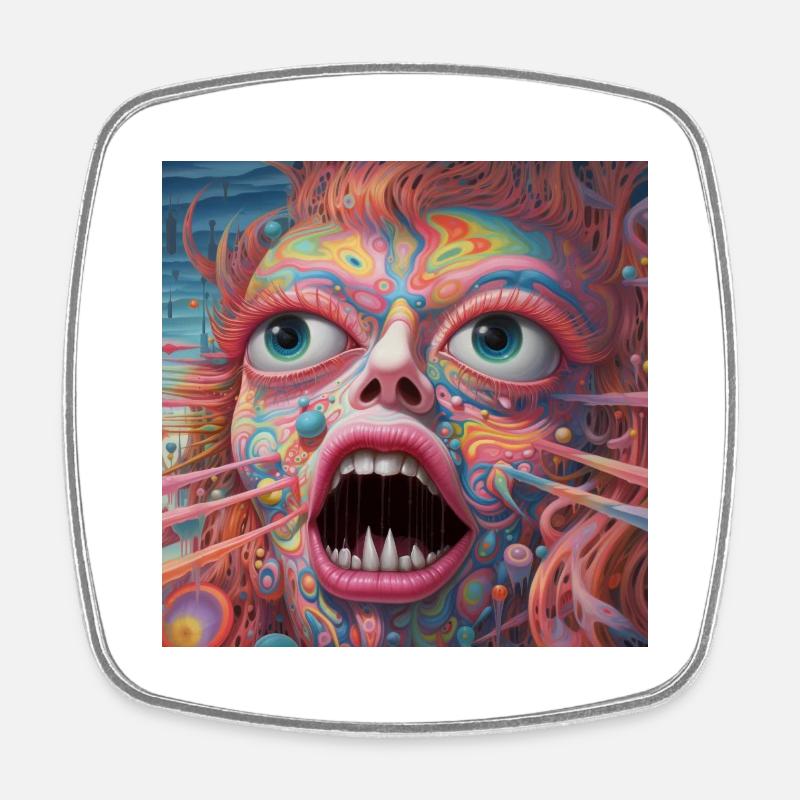 Monde bizarre - Magnet carré - blanc