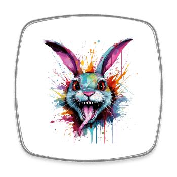 bunter & verrückter Hase - Viereckiger Kühlschrankmagnet - Weiß - Vorne