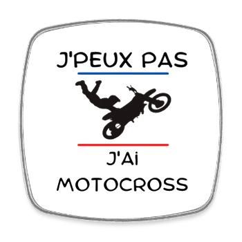 J'peux pas j'ai motocross - Magnet carré - blanc - Devant
