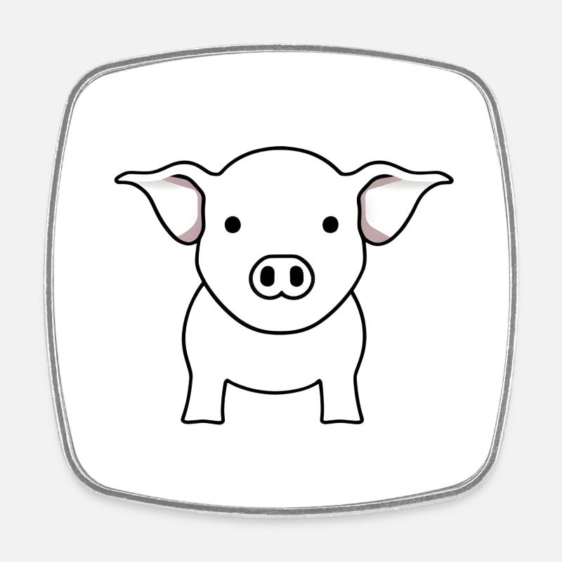 Charmant bébé cochon - Magnet carré - blanc