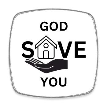 God save you - Square fridge magnet - white - Front