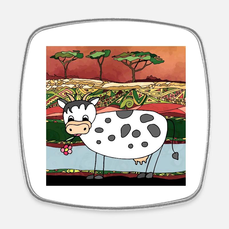 Vache - Magnet carré - blanc