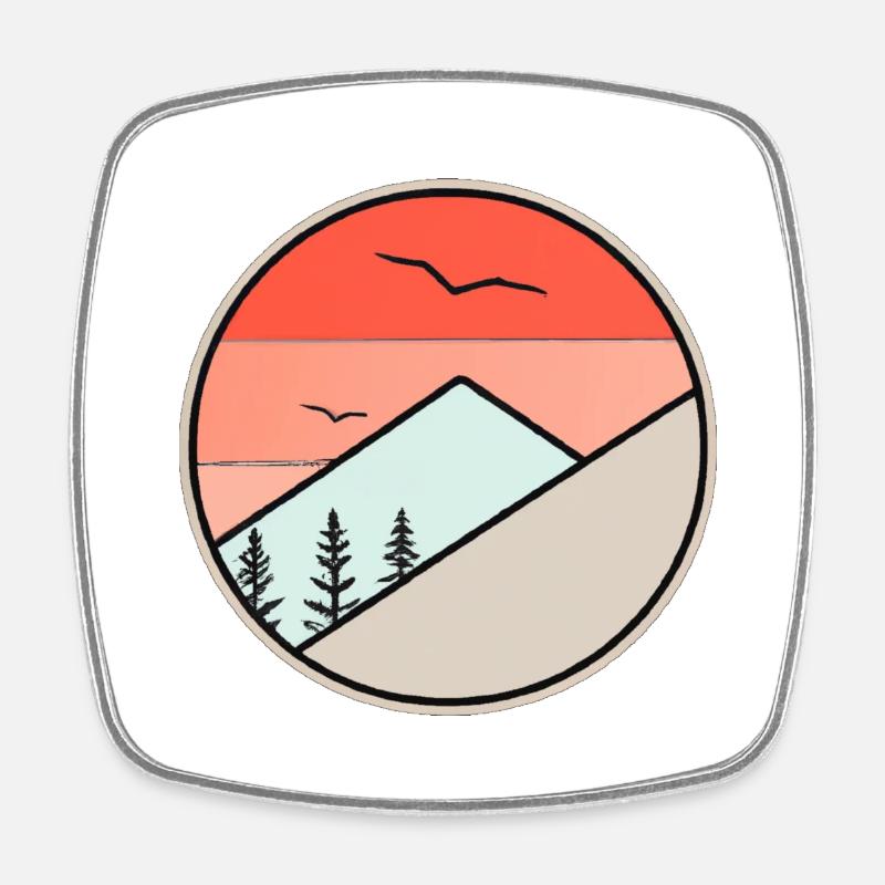 Minimalist mountains - Square fridge magnet - white