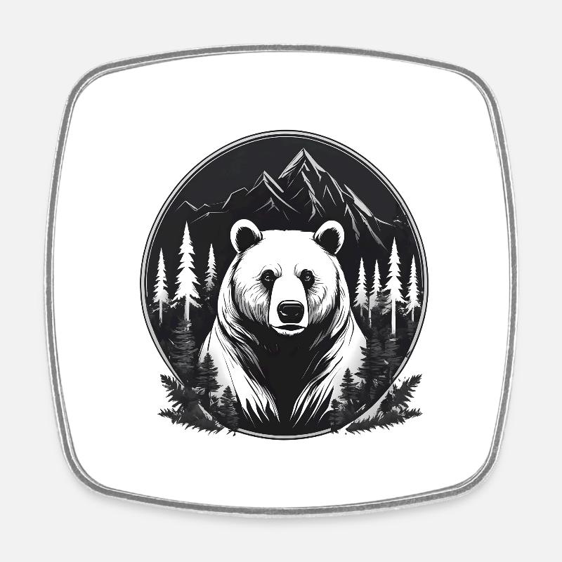Calm Bear - Square fridge magnet - white