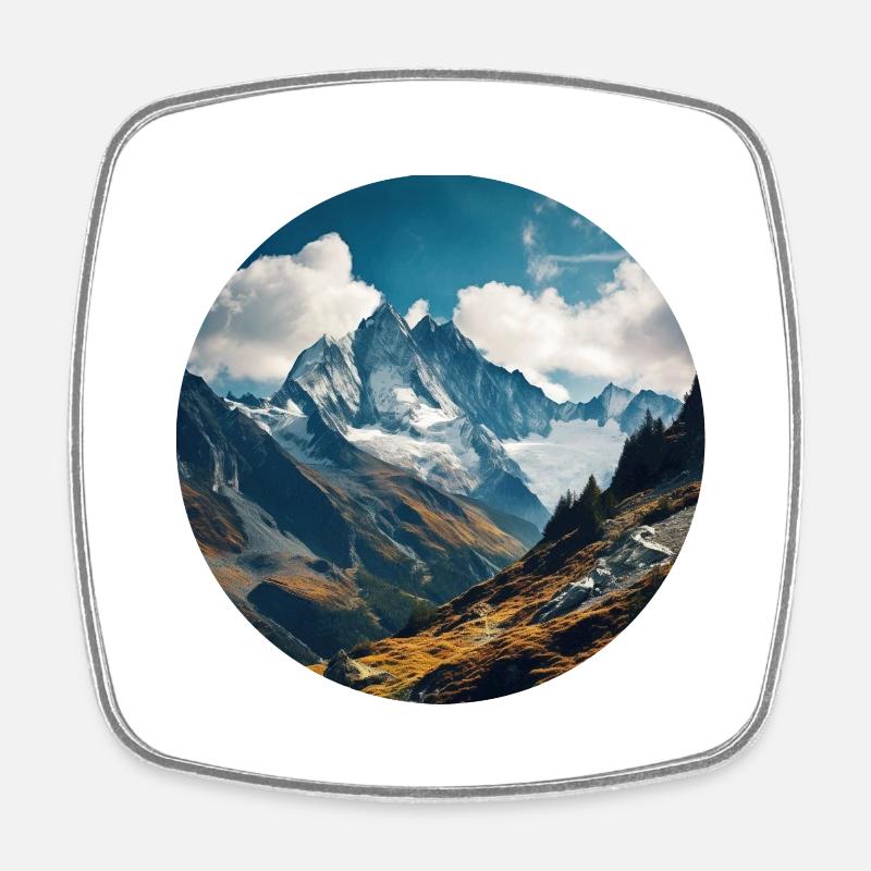 Alps: peaks and valleys - Square fridge magnet - white