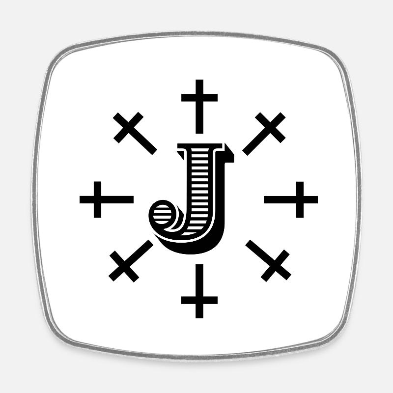 J - Square fridge magnet - white