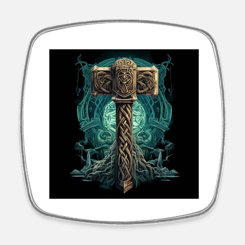 Mjölnir 1 - Viereckiger Kühlschrankmagnet - Weiß