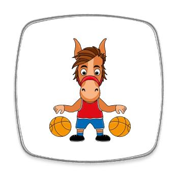 BASKETBALL - SPORT - PFERD - PFERDE - TIER - Viereckiger Kühlschrankmagnet - Weiß - Vorne