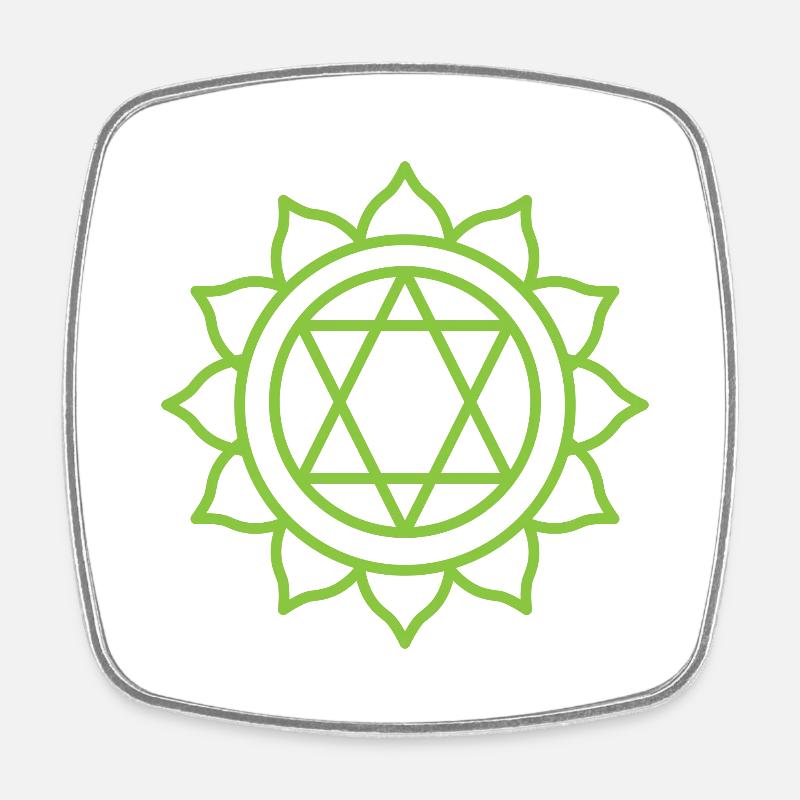 GESUNDHEIT & LANGLEBIGKEIT | 4. Anahata oder Herzchakra - Viereckiger Kühlschrankmagnet - Weiß