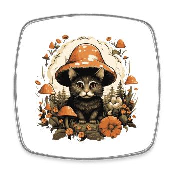 Katze cottagecore - Viereckiger Kühlschrankmagnet - Weiß - Vorne