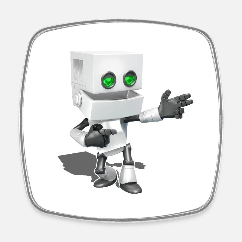 Chibi Robot - Magnet carré - blanc