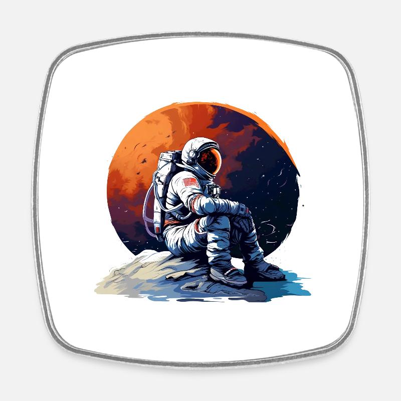 Stranded astronaut - Square fridge magnet - white