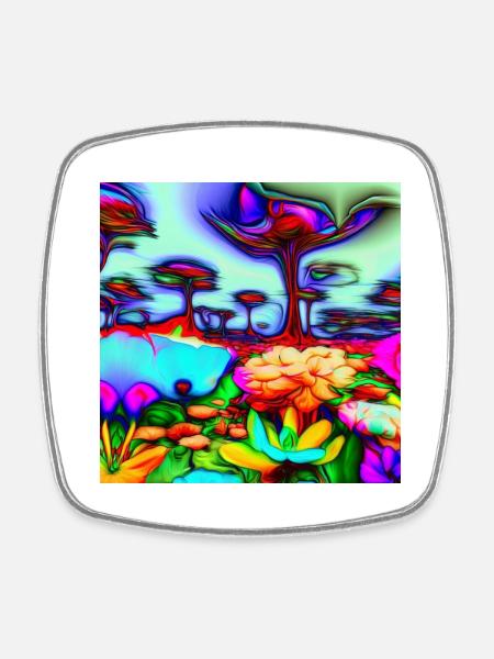A psychedelic Garden - Viereckiger Kühlschrankmagnet - Weiß