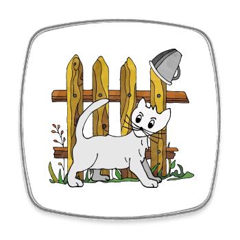Katze - Viereckiger Kühlschrankmagnet - Weiß - Vorne