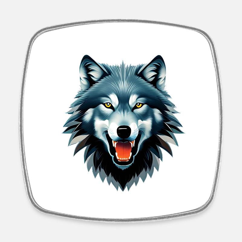 Wolf - Viereckiger Kühlschrankmagnet - Weiß