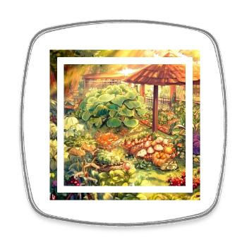 Jardin dans un style anime à base de plantes - Magnet carré - blanc - Devant