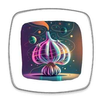 Ail extraterrestre dans l’espace futuriste - Magnet carré - blanc - Devant