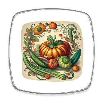 Jugendstil-Gemüsezusammensetzung - Viereckiger Kühlschrankmagnet - Weiß - Vorne