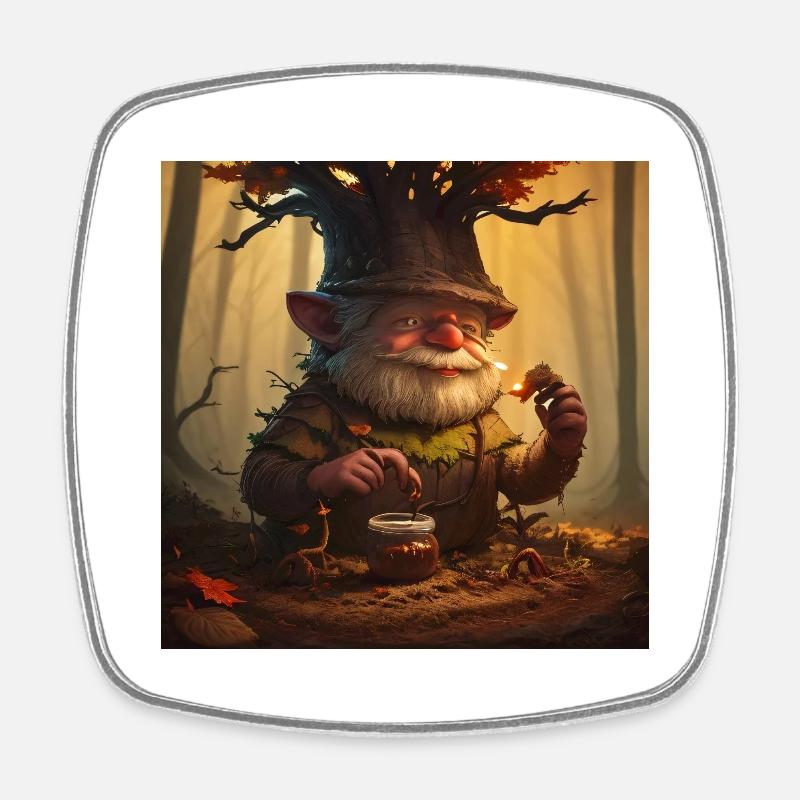 Root gnome - Square fridge magnet - white