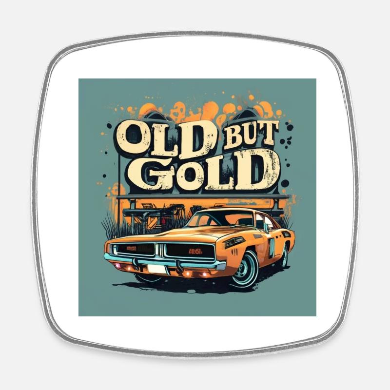 Old but gold - Square fridge magnet - white