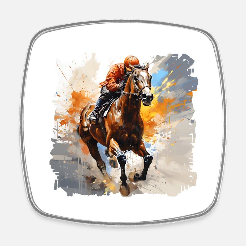 Les courses de chevaux ont une longue tradition - Magnet carré - blanc