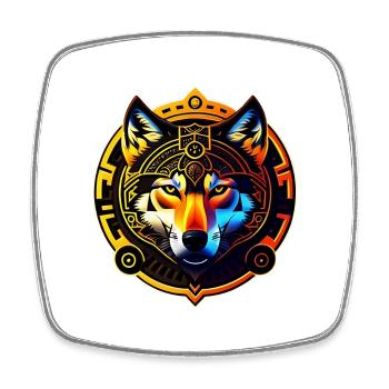 goldener Wolf - Viereckiger Kühlschrankmagnet - Weiß - Vorne
