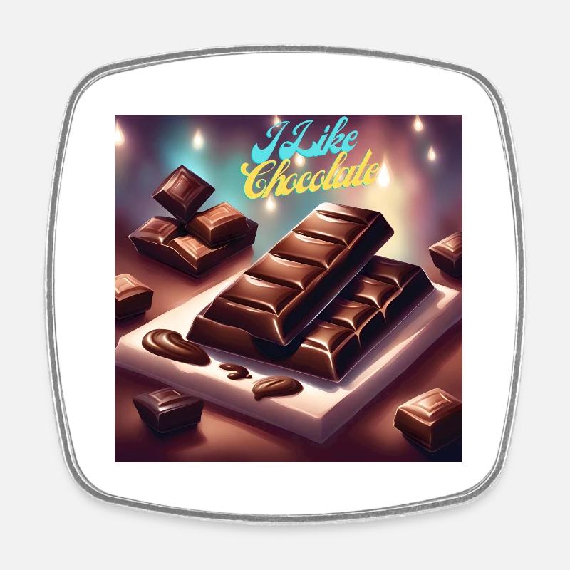 Chocolat - Magnet carré - blanc