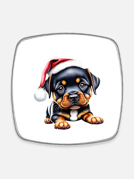 Rottweiler Hund Hundewelpe Weihnachten Hunde - Viereckiger Kühlschrankmagnet - Weiß
