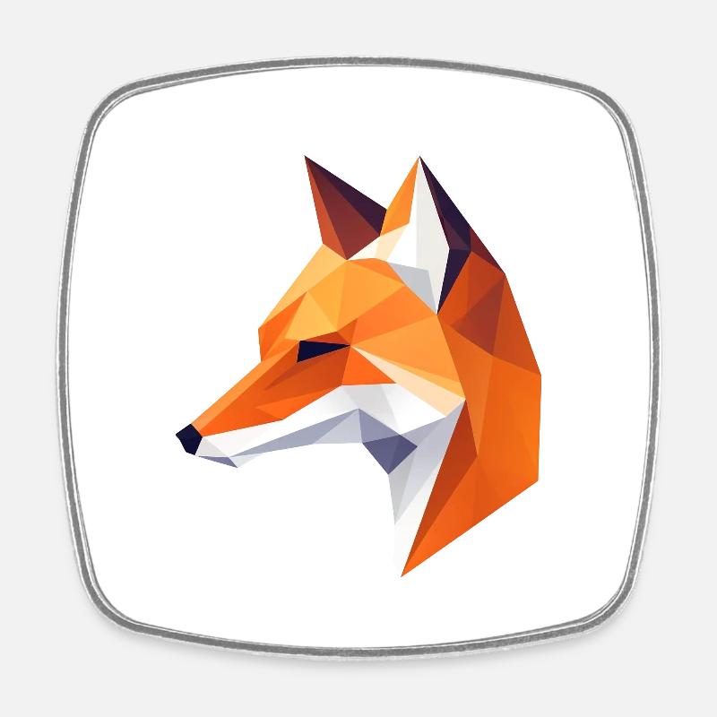 Fuchs Kopf Low Poly Logo Design - Viereckiger Kühlschrankmagnet - Weiß