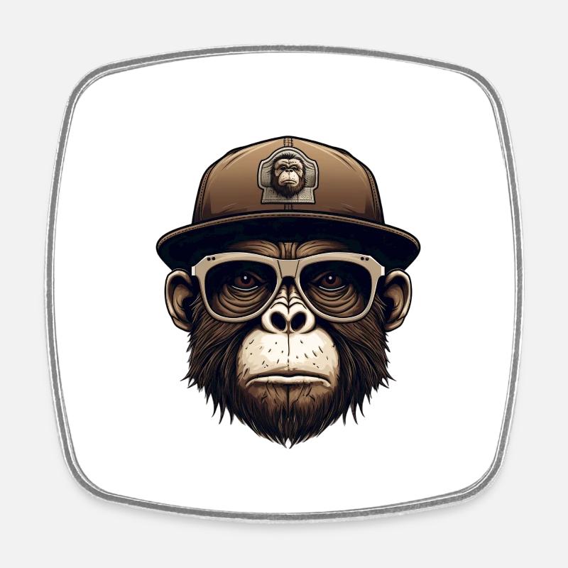 Monkey Geek - Square fridge magnet - white