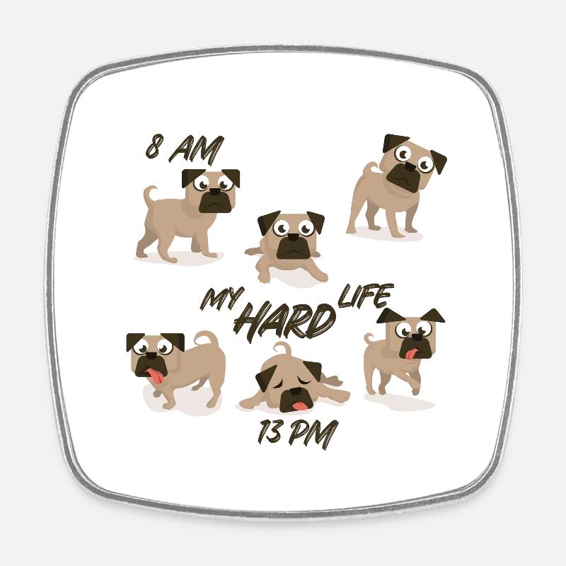 pug - Square fridge magnet - white