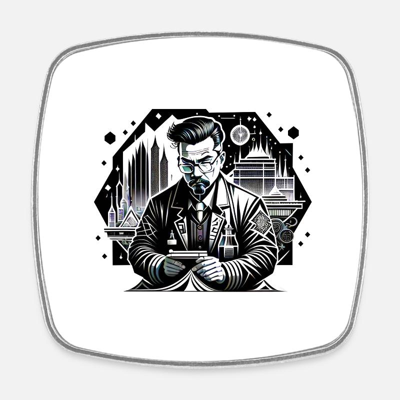 Scientist in the laboratory - Square fridge magnet - white