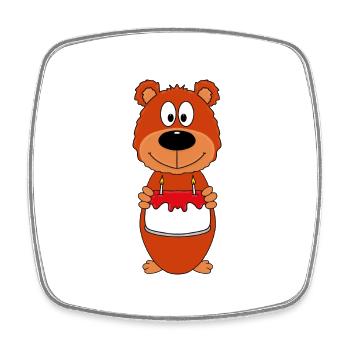 GEBURTSTAG - TEDDY - BÄR - TEDDYBÄR - TORTE - Viereckiger Kühlschrankmagnet - Weiß - Vorne