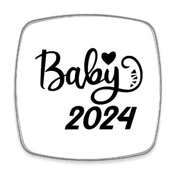 Baby 2024 - Viereckiger Kühlschrankmagnet - Weiß - Vorne